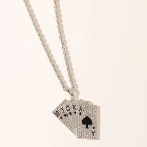 ♦️ ♠️ Poker High Cards Blinged Out Necklace ❤️♣️